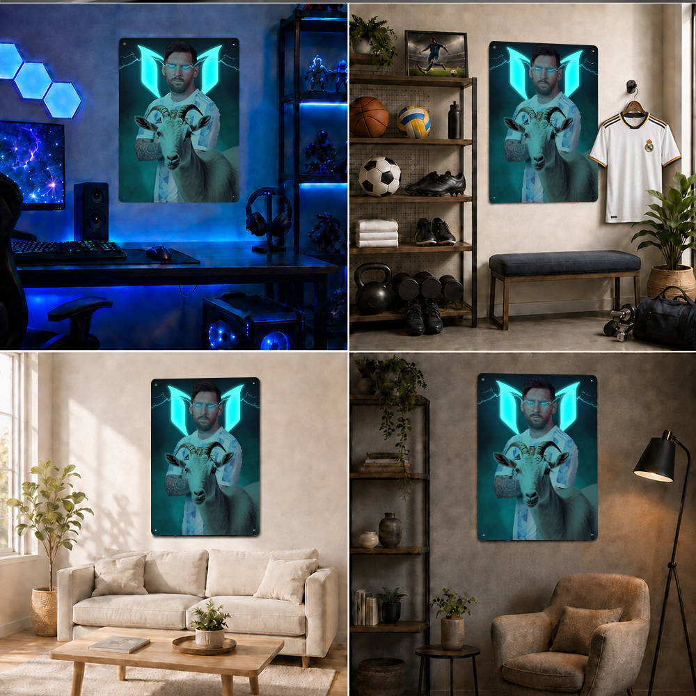 Lionel Messi With GOAT Shadow  - đánh giá và giá Home Gym Neon Sign