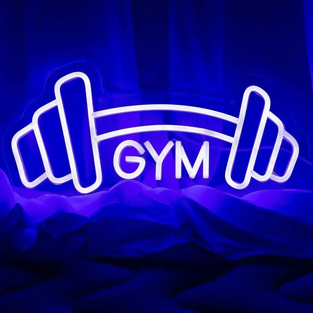 Barbell Gym Neon Sign Blue Dum - đánh giá và giá Home Gym Neon Sign